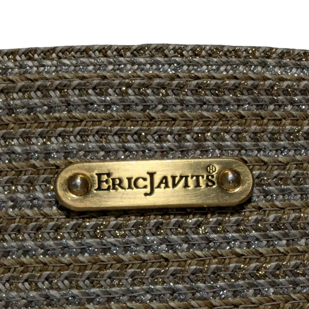 Eric Javits Metallic Silver & Straw Bag - Picture 4 of 16